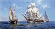 unknow artist Seascape, boats, ships and warships. 99 oil painting on canvas